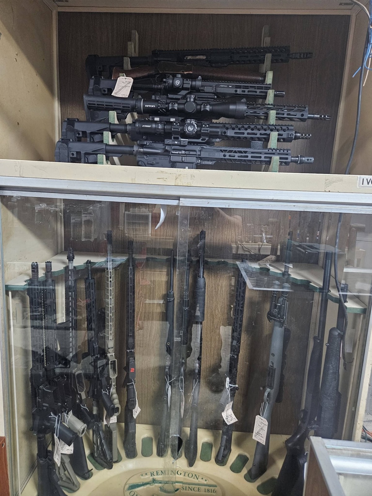 Rifle wall inventory at Phoenix Freedom Firearms in Barnesville Georgia